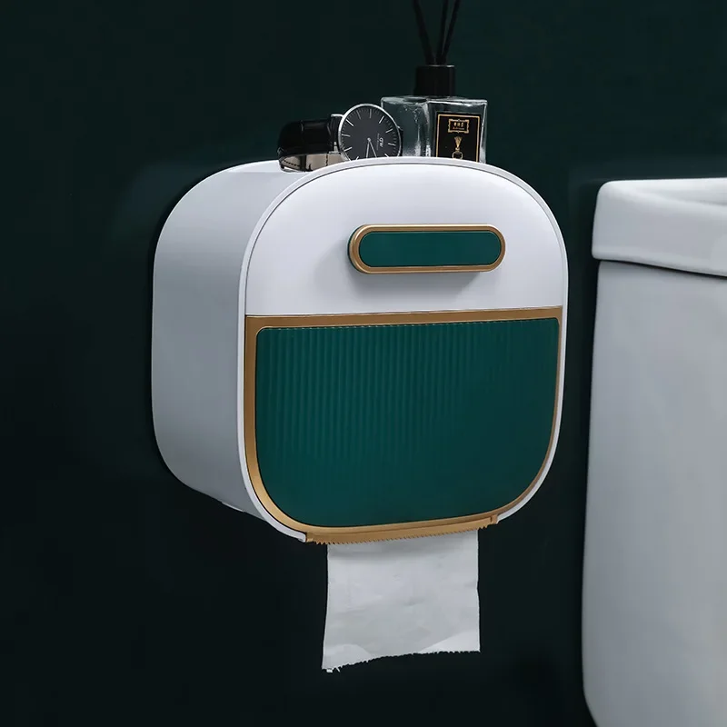 Bathroom Toilet Paper Holder No Drill Storage Waterproof and Super Load-bearing Multi-function wall mounted toilet paper boxz