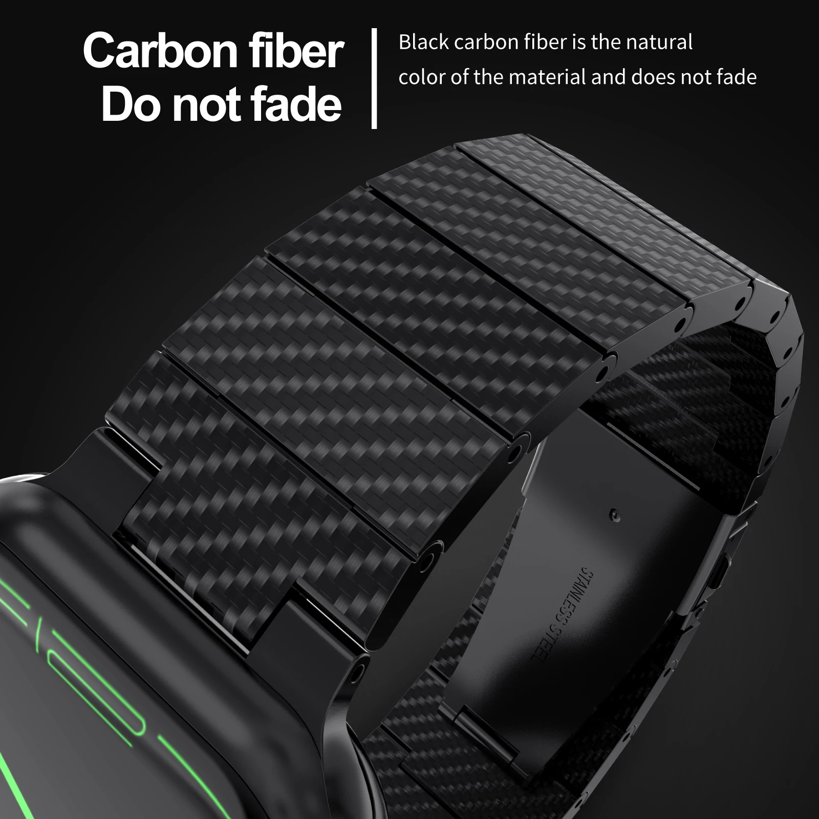 Apple Watch　炭素繊維高級バンド　44ｍｍ/45ｍｍ対応　BLACK Luxury Carbon Fiber Band for Apple Watch Band 46mm 45mm 44mm
