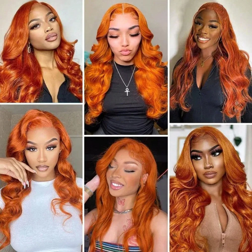 30 Inch Ginger Wig Human Hair Body Wave Ginger Orange 13X4 Lace Front Wigs Human Hair Pre Plucked 250% Density for Black Women