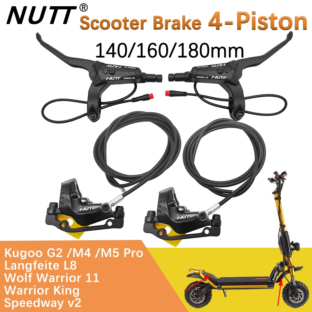 

NUTT Scooter Electric Brake 4 Piston Y-5 Hydraulic Disc Brake 140 160 180 Rotor For A5-D KUGOO M4 Pro M5 Wolf Warrior Smartgyro