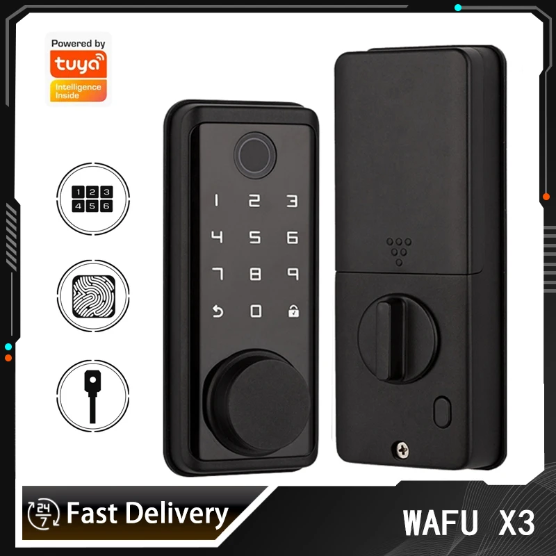 

WAFU X3 Smart Lock TUYA Door Biometric Fingerprint Locks Electronic Zinc Alloy Metal Entry Door Knobs Lock for Home