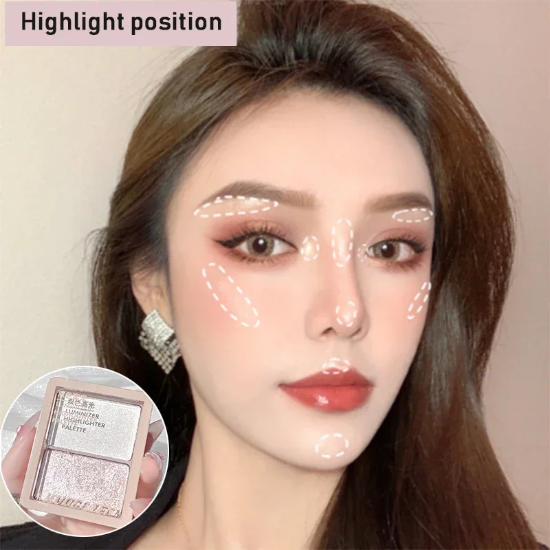 Two-color Facial Highlighter Makeup Palette Face Lasting Glow Brighten Contour Shimmer Powder 3D Illuminator Highlight Cosmetics face highlighter makeup palette