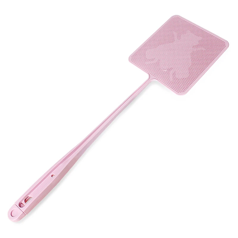 Fly Swatter Plastic Long Handle Strong Flexible Manual With Tweezers