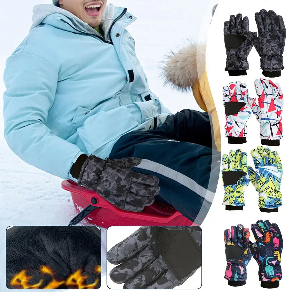 

Thermal Children Ski Gloves Winter Outdoor Waterproof Windproof Fleece Warm Child Snowboard Winter Snow Gloves for Skiing R S0K5