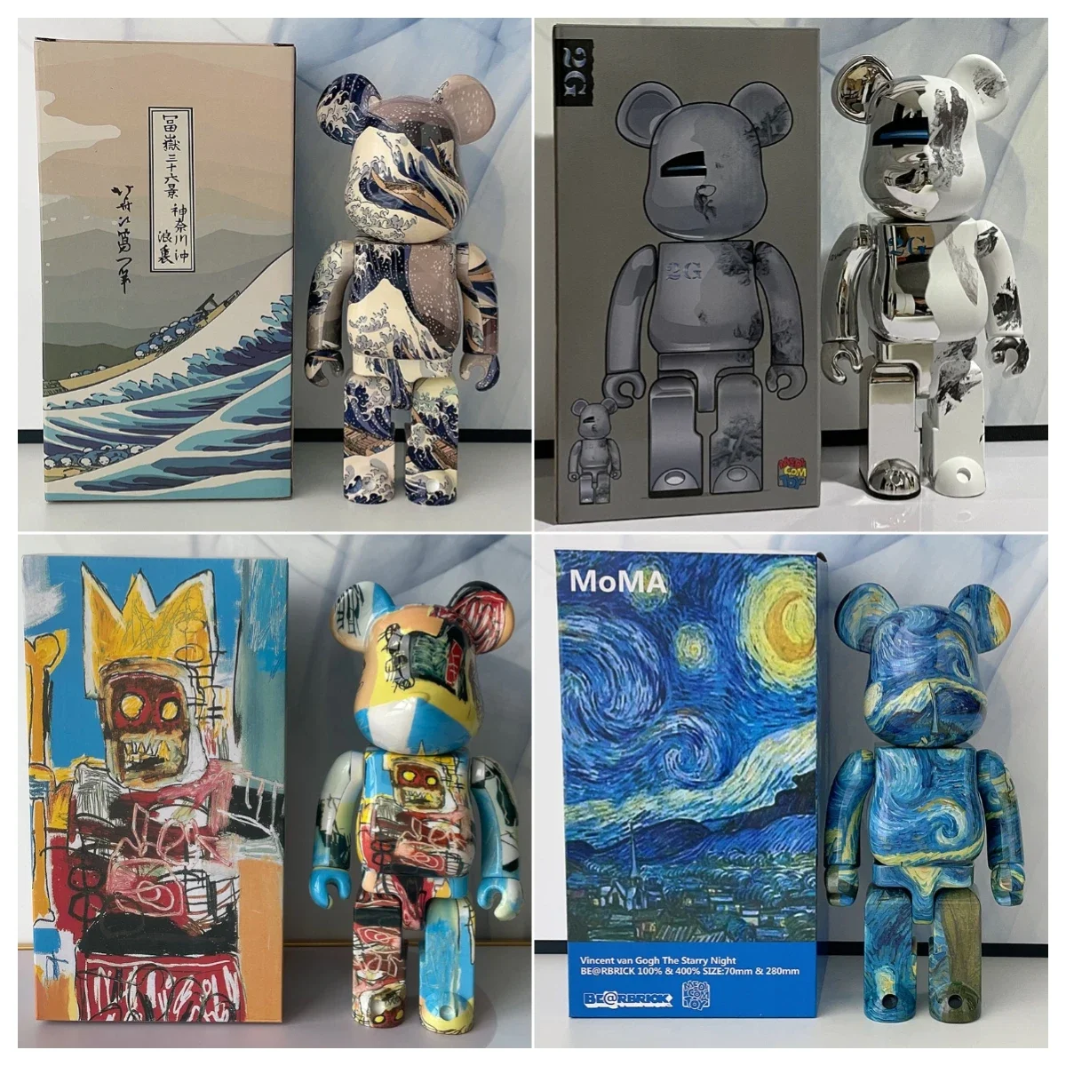 

Bearbrick 400% Decoration Living Room 2G Surf Building Blocks Bear Starry Sky Art Tide Play Joint Rotating Doll 28cm