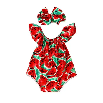 Nuovo neonato bambino neonato neonate anguria stampato senza maniche tuta prendisole tuta abbigliamento casual Dropshipping