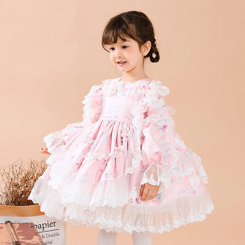 Spring New Lolita Girls' Clothes Children's Lolita Princess Fluffy Skirt Small and Medium-sized Children's Spanish Skirt