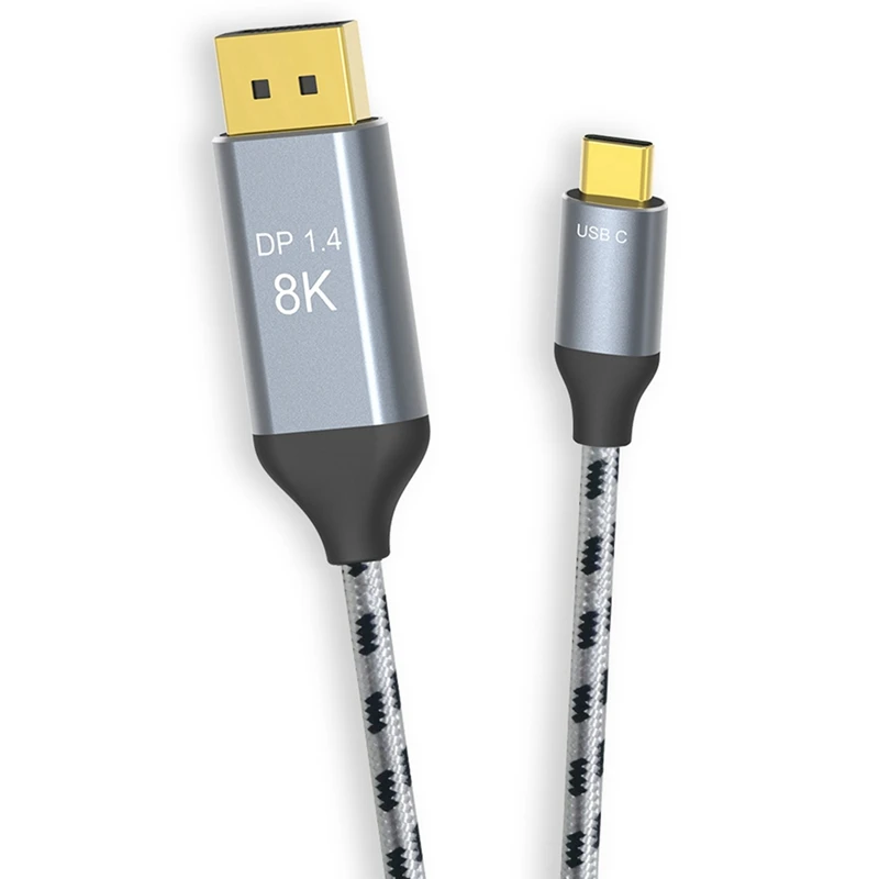 

USB-C к кабелю Dp 1,4, поддерживает разрешение 8K @ 60 Гц, медный плетеный кабель DP, подходит для дисплея Macpro XDR