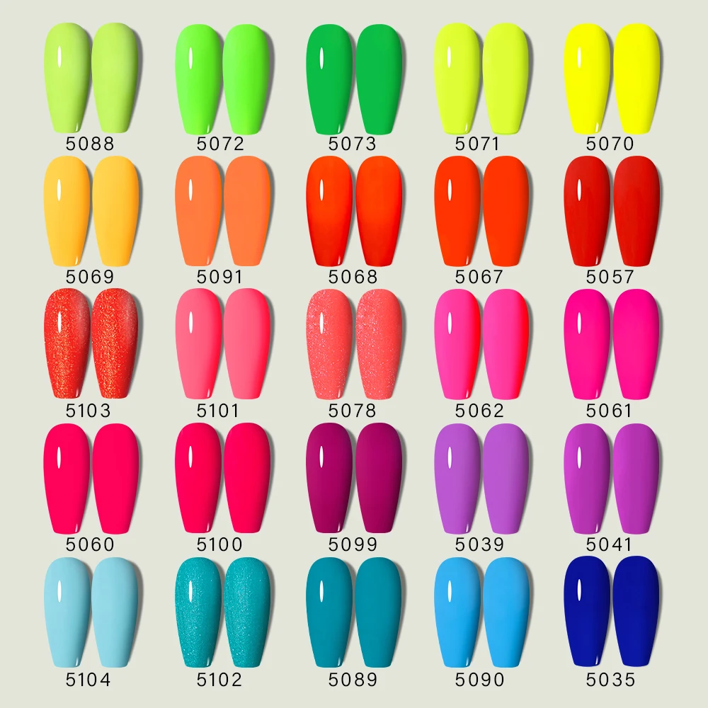 Nail Polish RG Neon UV LED Gel Nail Polish 15ml Semi-Permanent Hybrid Nail Varnish Art Manicure Fluorescent Color Salon Top Coat Gel Polish