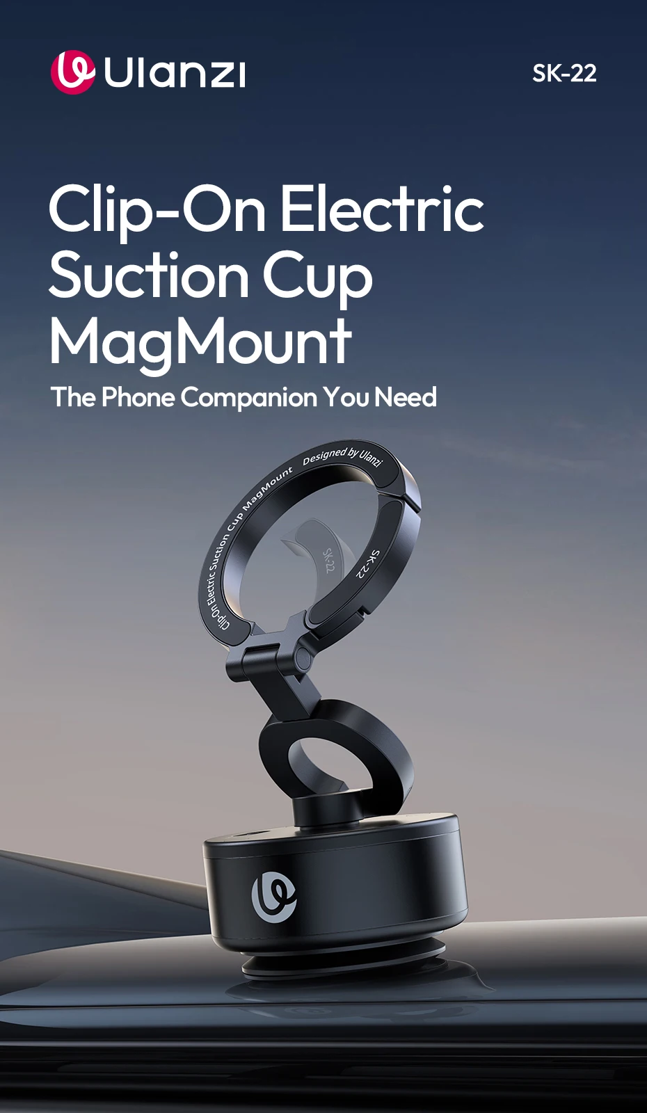 Clip-On Electric Suction Cup MagMount Phone Mount for iPhone 16 15 14 13 for Wal