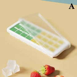Enhanced Ice Cube Tray with Lid - Easy - Release Silicone Mold (A)