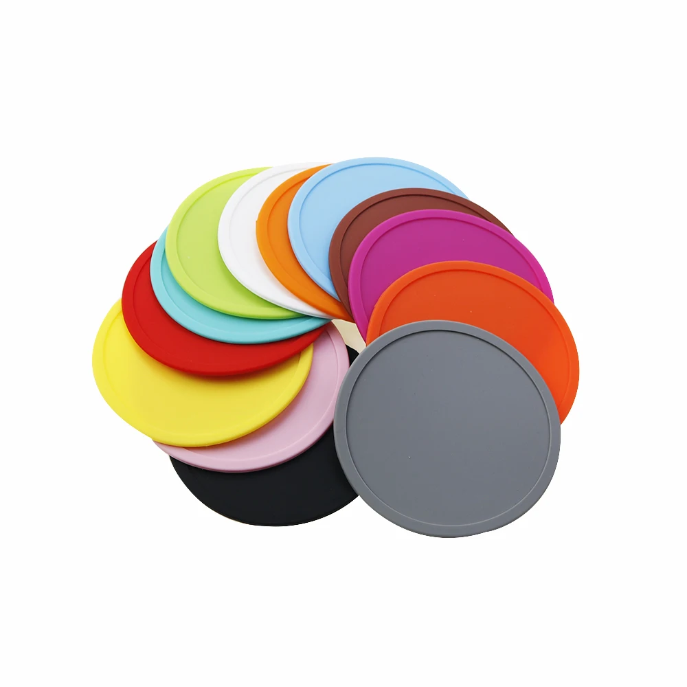 MIZORLIE Non‑Slip Silicone Drink Coasters - 4 Inch Heat Insulation - Mixed Color (10 Pack)