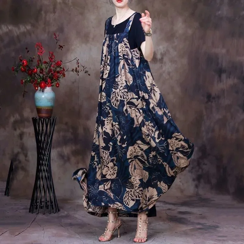 

Женский летний комплект из двух предметов, длинное платье с принтом, модная женская одежда, платья, платье, 2023
