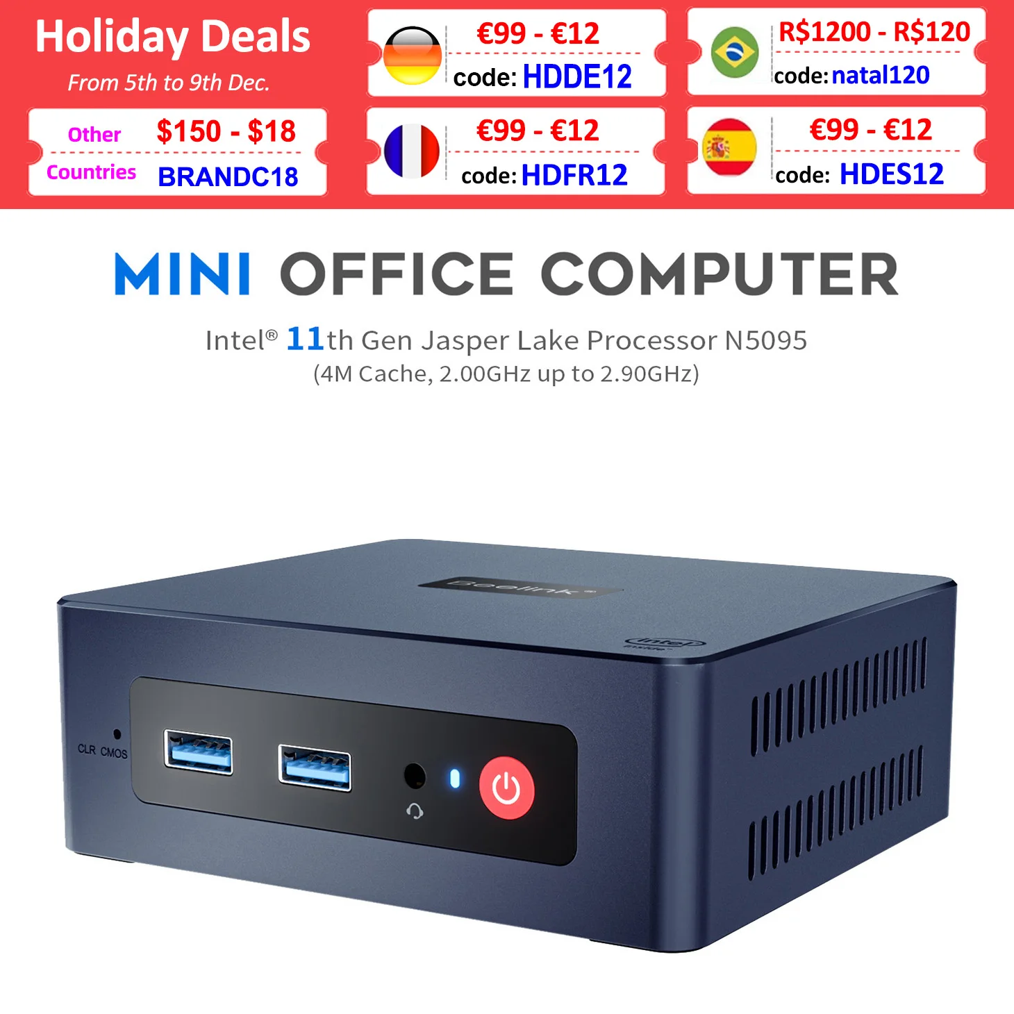 Beelink U59 Mini Pc Jasper Lake N5095 8gb/16gb Ddr4 256gb/512gb Ssd