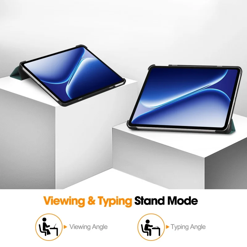 12.1 Inch Tri-Folding PU Leather Stand Cover - Premium Hard Plastic Case