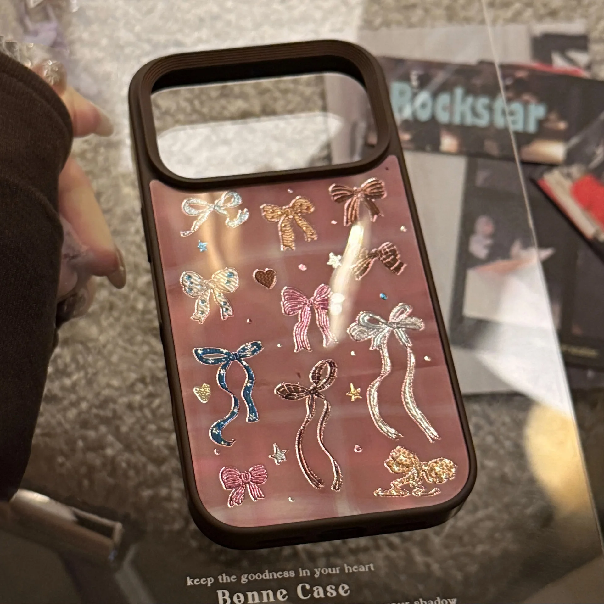 Korean Brown Colorful Bowknot Pattern Shockproof Protective Phone Case
