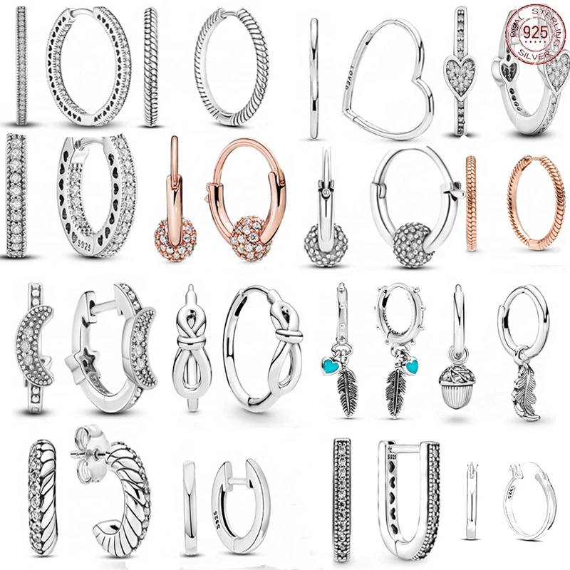 2022 Brand New 925 Sterling Silver Hoop Earrings For Women Matching For Original DIY Fine Jewelry Earrings Personality Jewelry