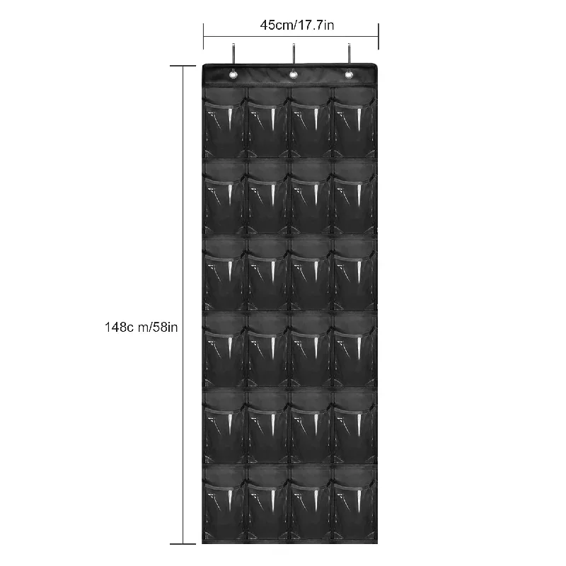 24 Pockets Over the Door Shoe Organizer Large Mesh Pockets Transparent Fabric Shoe Rack Storage Bag For Bedroom 6