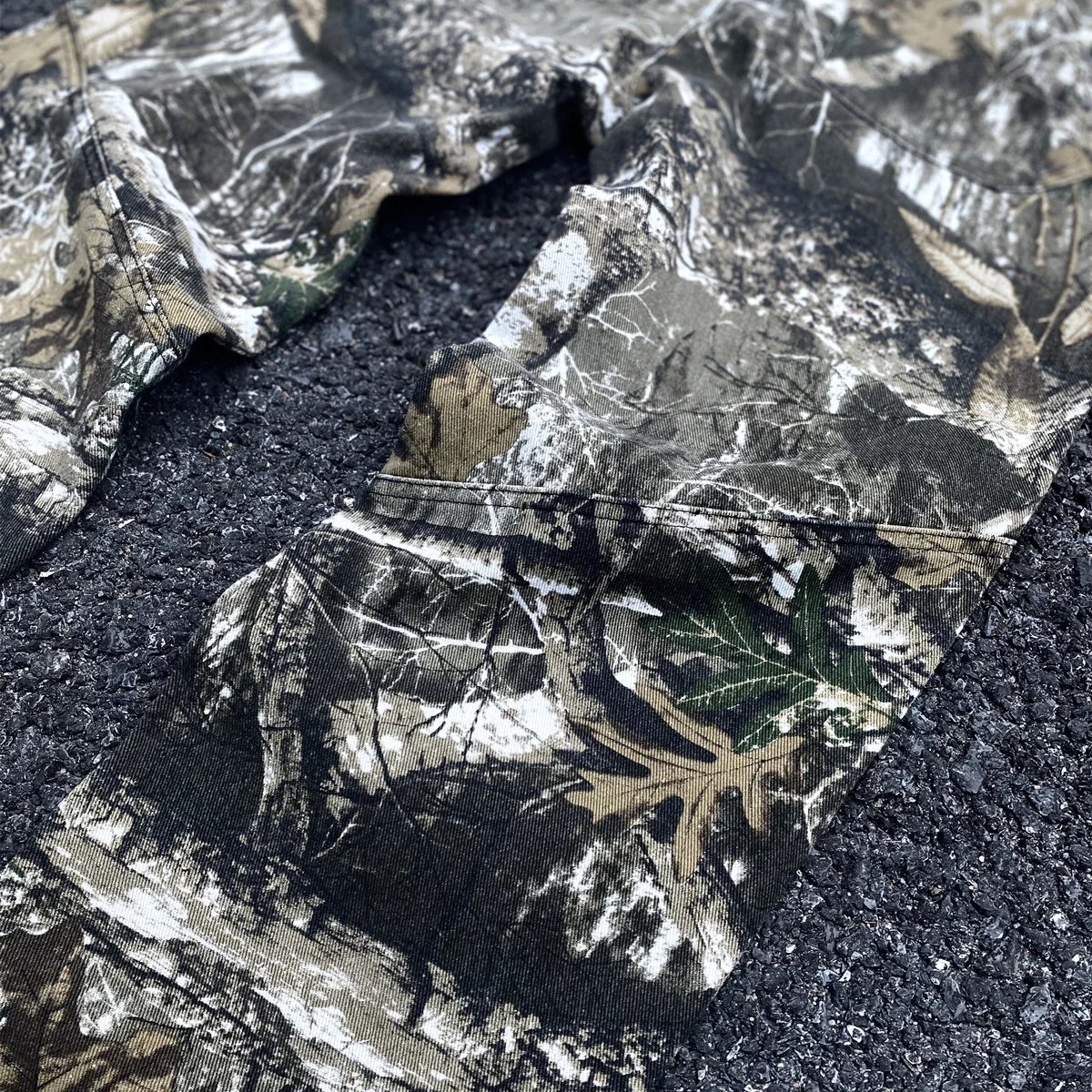 Yao888 Leaf Camouflage Functional Tactical Pants Pure Cotton Washed Streetwear Vintage Casual Oversize Trousers For Men 4