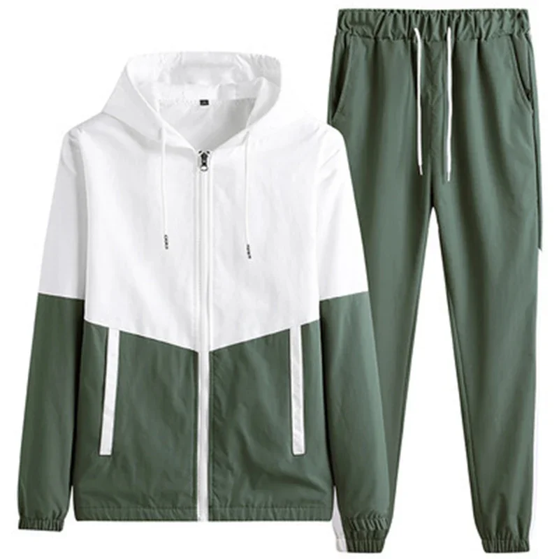 Spring and Autumn New Men's Sportswear Casual Jogger Hooded Sportswear Jacket and Pants 2-Piece Hip Hop Running Sports Suit