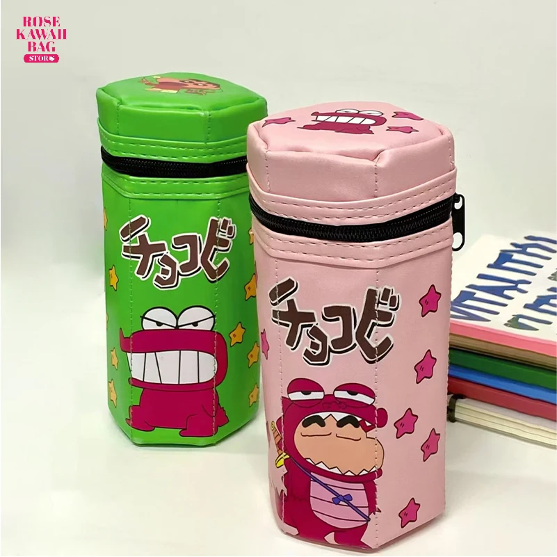 Crayon Shin-Chan Bag Zipper Vertical Pencil Case Large Capacity Stationery Bag Pen Holder Crayon Shin-Chan Pencil Case Student 4pcs zipper bag zen book holder cloth brocade protective pouches