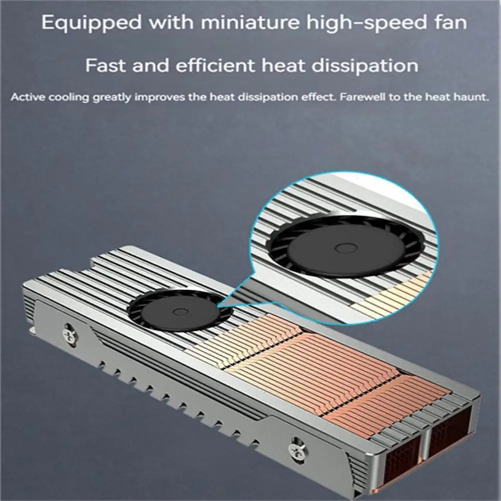 M.2 Nvme Air-cooled Radiator Ssd Heat Sink Copper Aluminum Structure With Silent Fan 2280 Solid State Drive Cooler