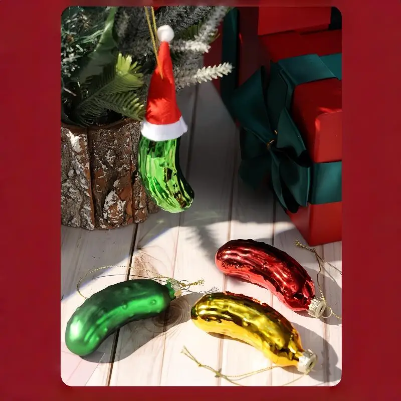 Pcs Creative Glass Cucumber Pendant, Christmas Tree Hanging Decoration