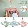 Clothes Drying Hanger 32 Clips Underwear Laundry Rack Foldable Socks Bracket Storage Organizers Windproof Clothes Horse Supplies 1