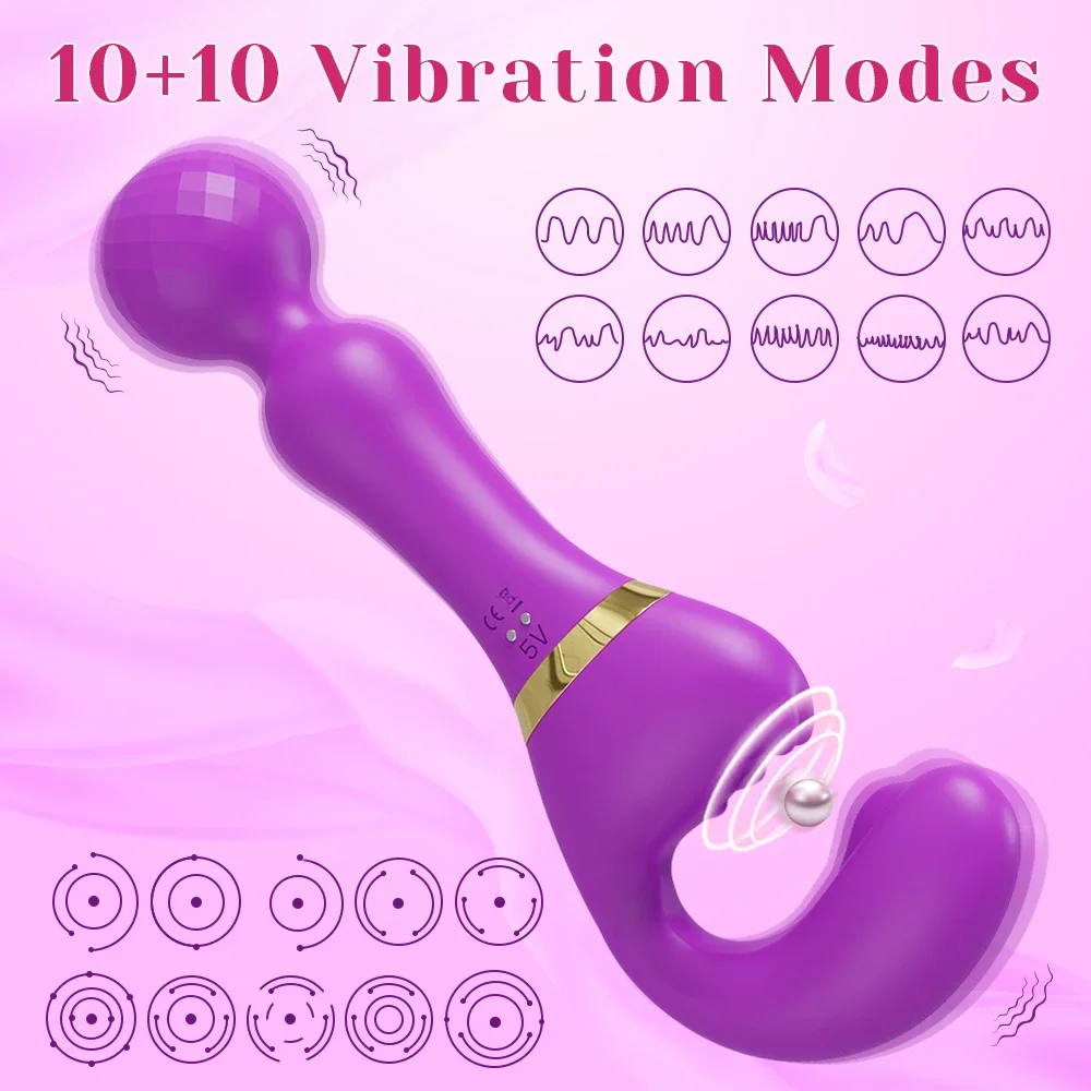 

2 in 1 AV Big Vibrator Female Magic Wand USB Recharge 20 Modes G Spot Massager Sex for Women Clit Clitoris Stimulator
