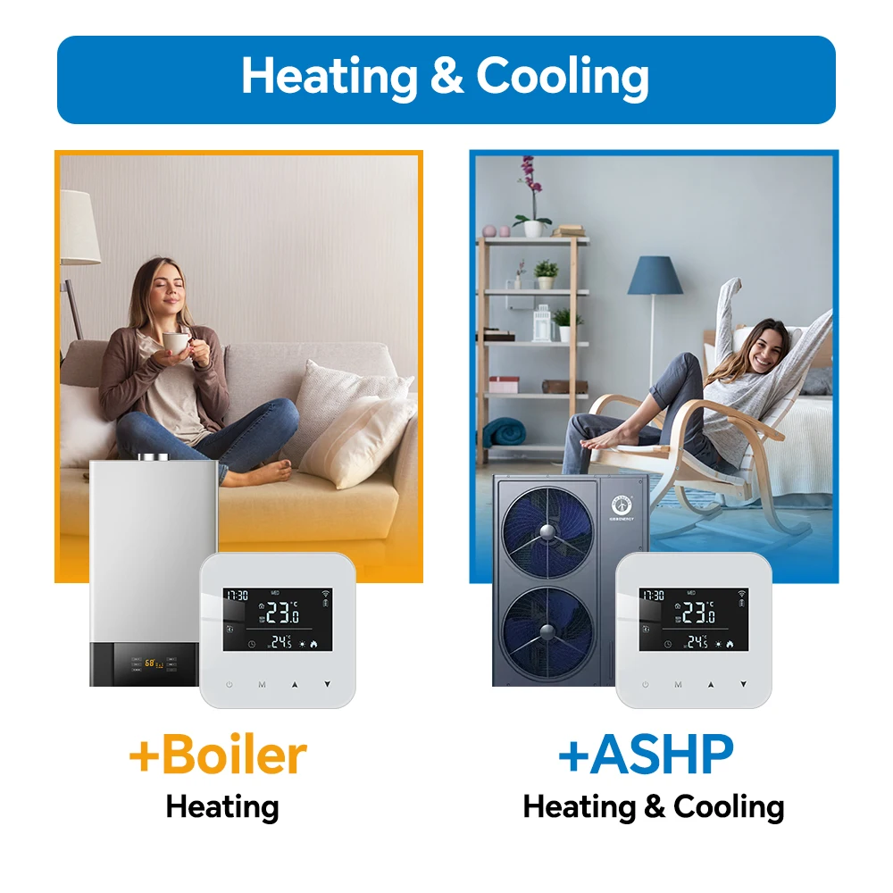 Smart WiFi Gas Boiler Thermostat Daily Programmable Heating/Cooling Battery Powe