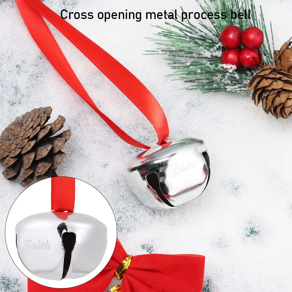 1.5 Pollici Christmas Jingle Bell Ornament Slith Bells Polar Express Bell Printed Believe Joy Bells For Craft Christmas Tree Decor