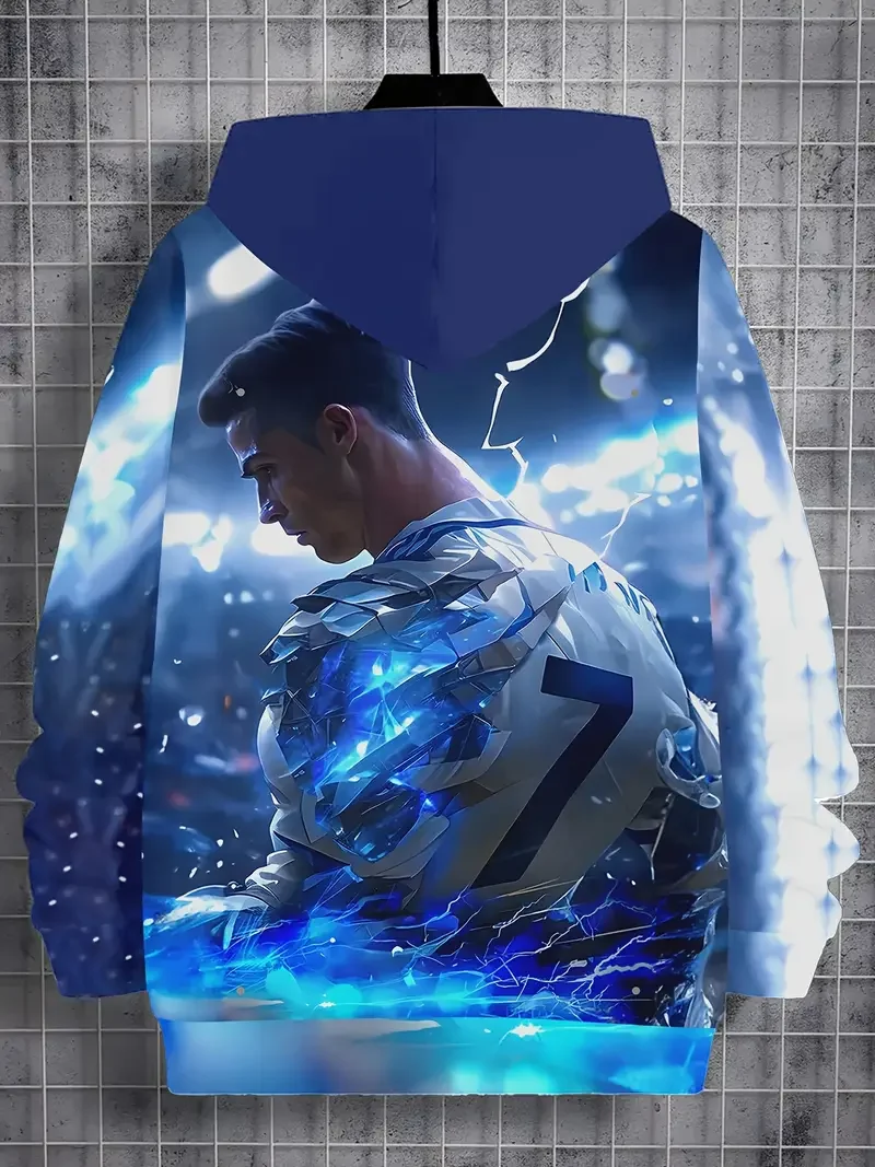 스포츠 축구 티셔츠 남성 아동 선물용 상의 축구 R-호날두 캐주얼 남자아이 CR7 티셔츠 가을 겨울 스웨트셔츠 풀오버 후드티