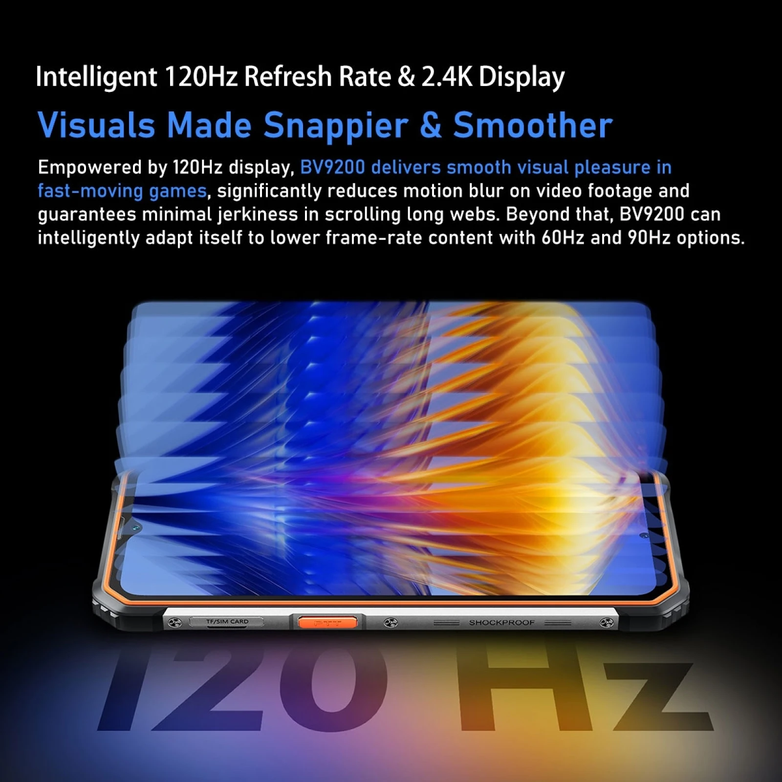 Blackview 견고한 스마트폰, 안드로이드 12, NFC 무선 충전, 50MP 휴대폰, 66W, 8GB + 256GB Helio G96 방수, 6.6 인치, BV9200