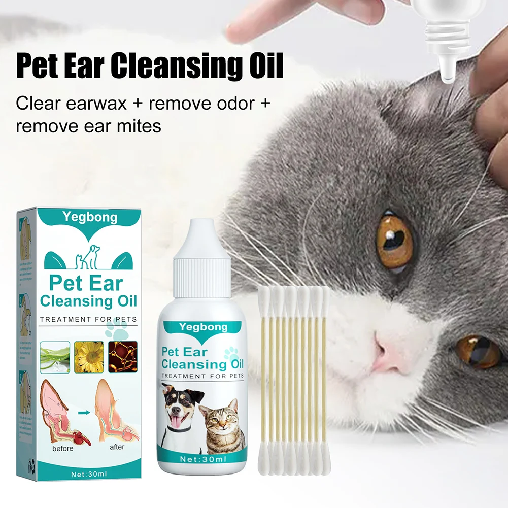 30ml Dog Ear Cleaning Remove Mites Dog Ear Medicine Keep Canals Clean Cat Deodorant Oil Anti-ticks for Pet Cleaning Supplies