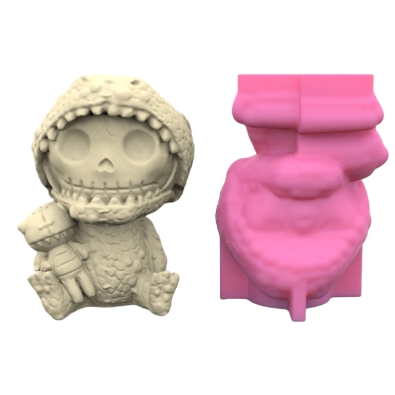 

E0BF Halloween Skull Man Silicone Pot Mold Succulent Flowerpot Clay Cement Plaster Molds DIY Home Garden Flower Pots Mould