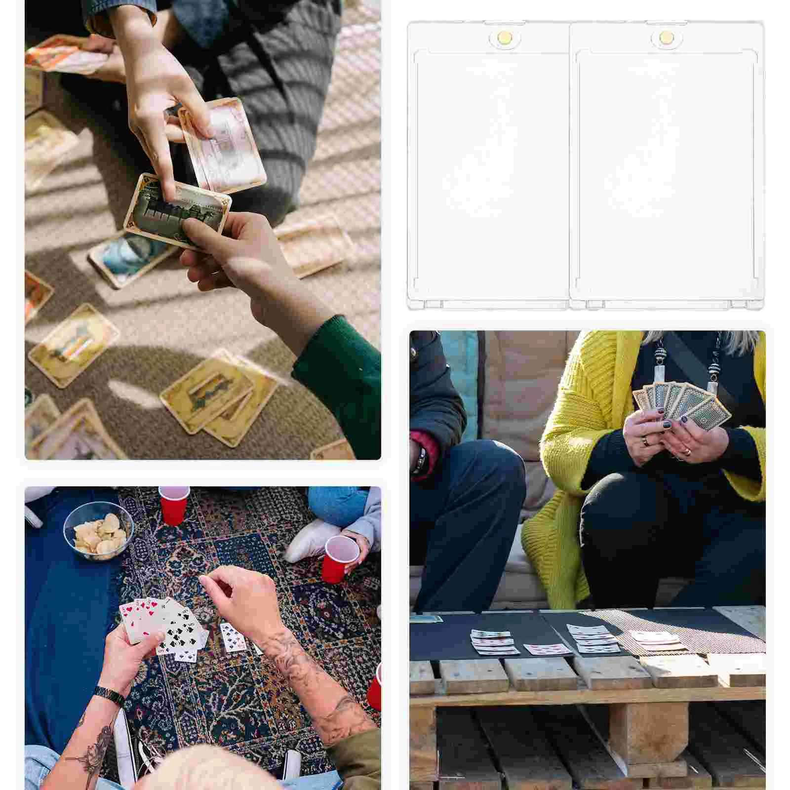 2 Pcs Magnetic Card Holder Clear Trading Card Case Sports Souvenirs Baseball Protector Football Game Display Acrylic