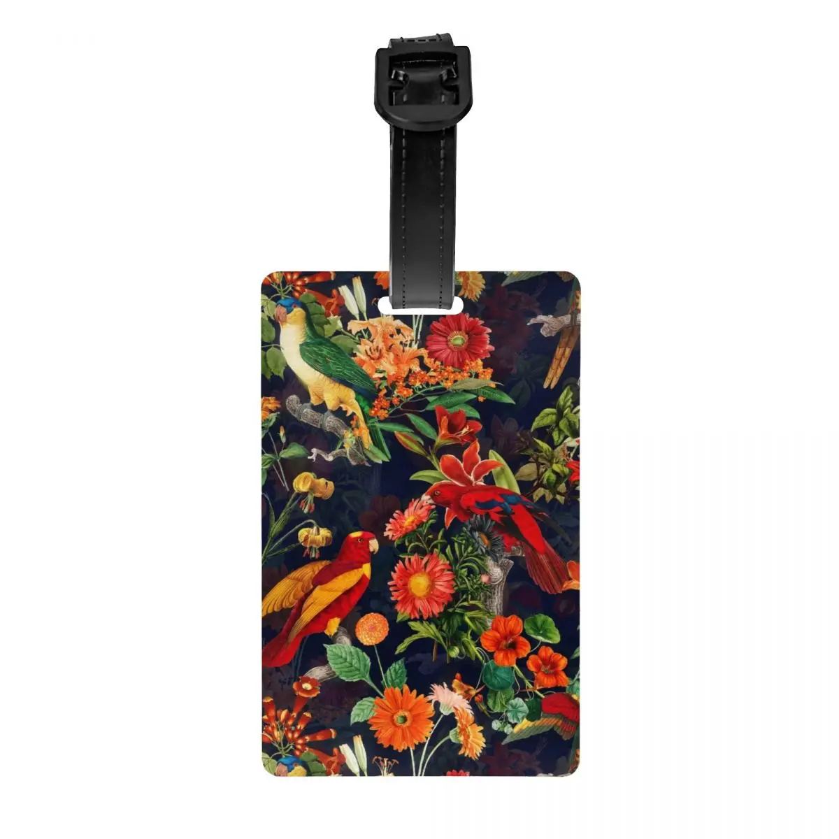 

Vintage Tropical Bird Night Jungle Garden Luggage Tag Privacy Protection Parrot Plant Baggage Tags Travel Bag Labels Suitcase