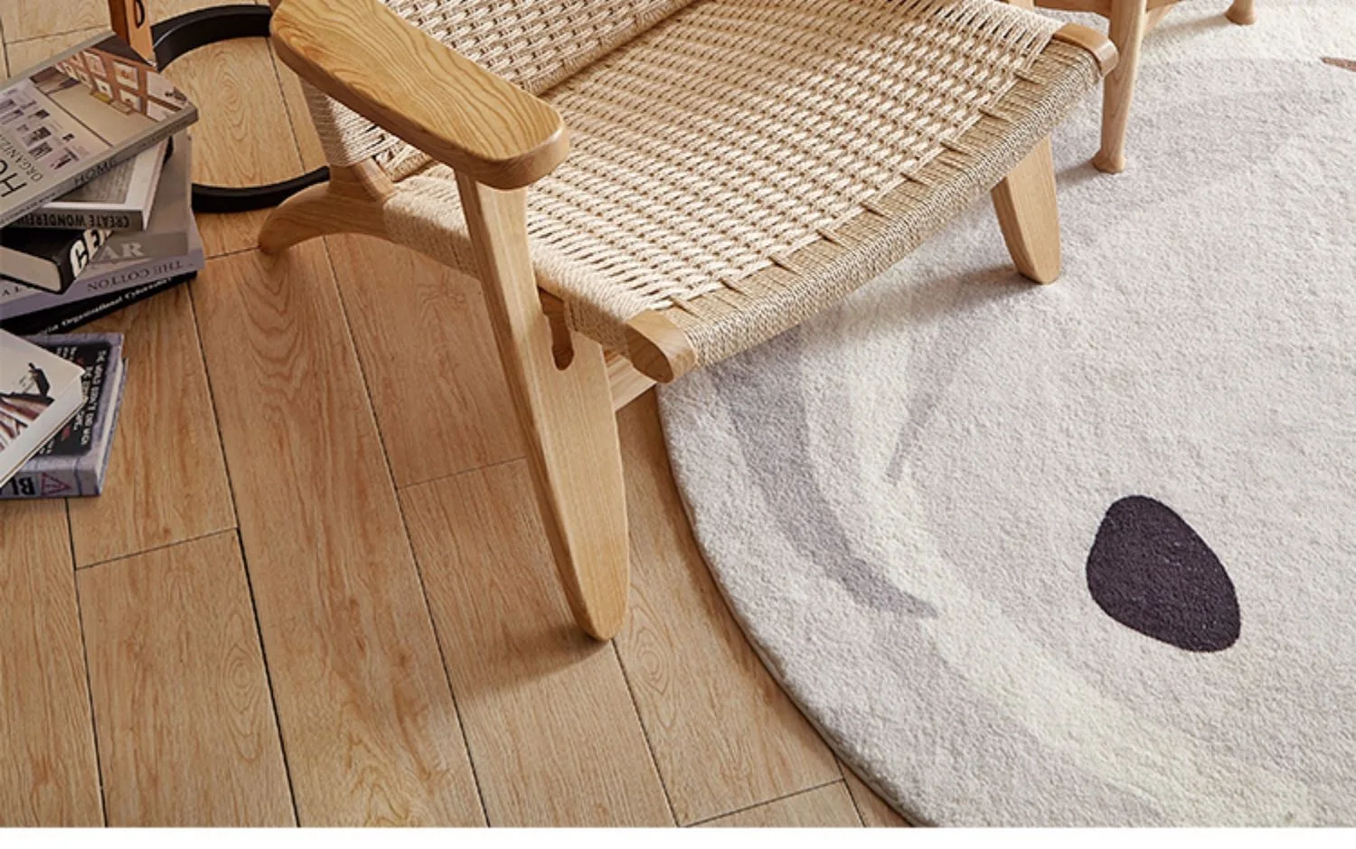 Description Picture 3 of itemSolid Wood Rattan Armchair Home Living Room Balcony Back Simple Single Sofa Lazy Chair Office Conference Room Furniture