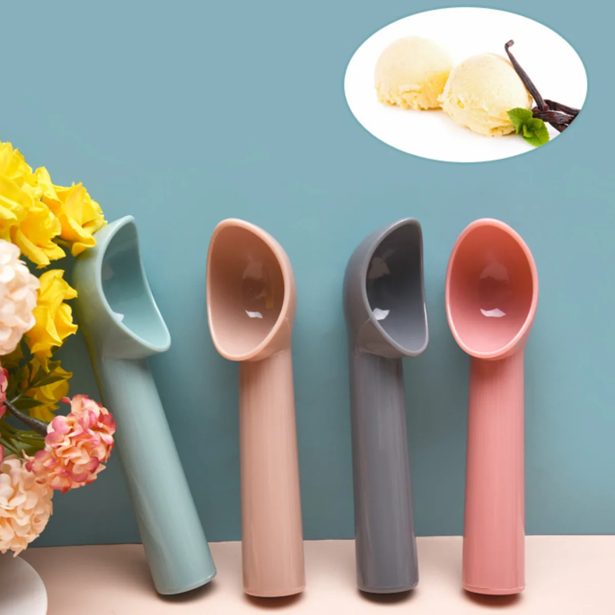 Ice cream scoop ice shovel scoop ice cream bowl spoon set Ice cream dessert spoon Popsicle fruit puree shovel Creative tea spoon Summer party Ice hockey making tool Kitchen accessories