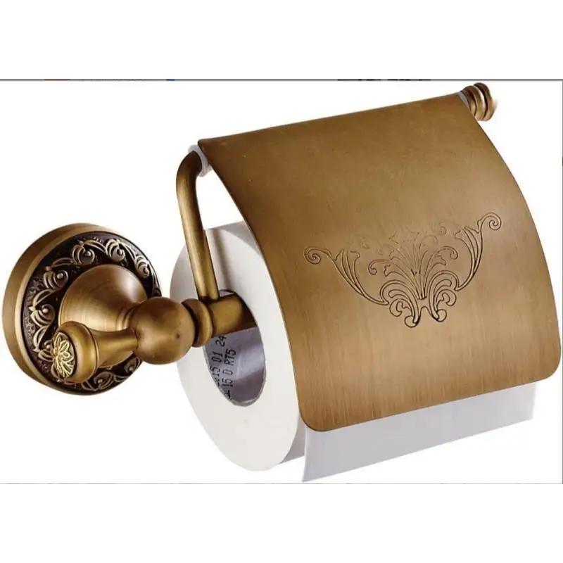 Toilet Paper Holder Wall Mounted Vintage Classic Bathroom Antique Brass Roll Tissue Box Bathroom Accessories Paper Towel Holder