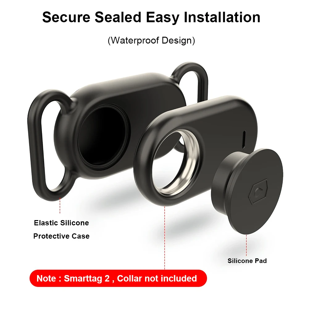 Silicone Case Waterproof Case Cover Shell Dog Collar Holder Dustproof Finder Tracker Locator Anti-Drop for Galaxy SmartTag2