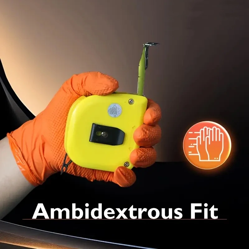 Heavy Duty Orange Industrial Nitrile Gloves
