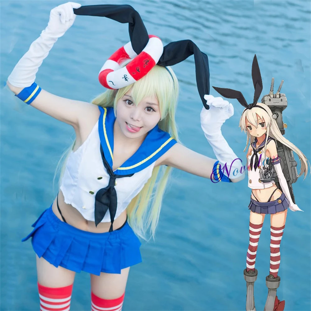 

Anime Kantai Collection Shimakaze Cosplay Kancolle Girls Sexy Bunny Suit Sailor Outfit Uniform Women Halloween Party Costume