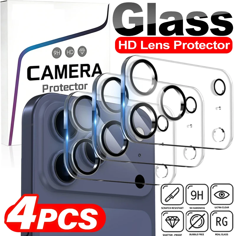 Protezioni per fotocamera HD Copertura completa per fotocamera per iPhone 17 16 15 14 13 Pro Max Plus 13Mini Pellicola proteggi schermo per obiettivo in vetro temperato