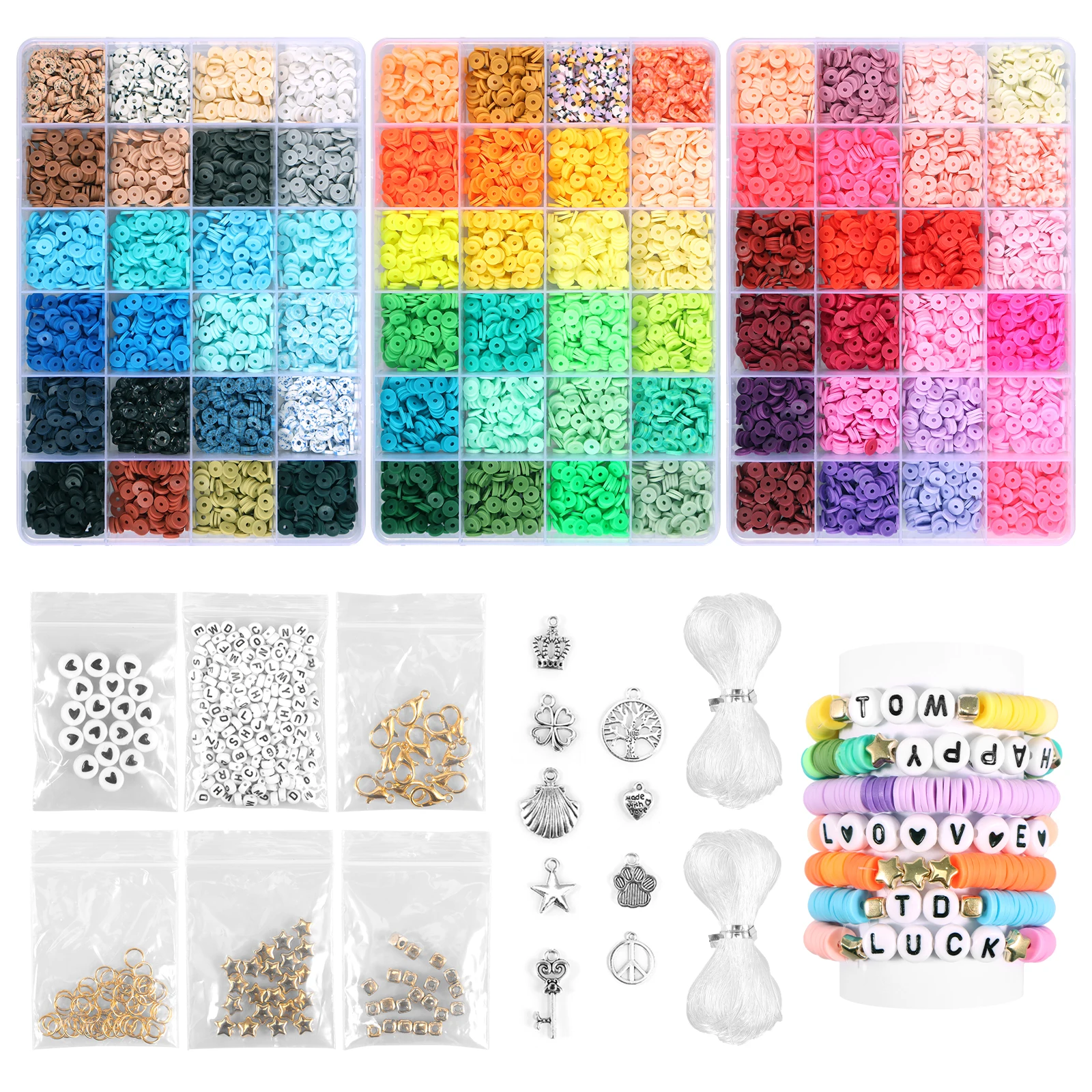 Clay Beads Bracelet Making Kit 72 Colors Clay Beads Crafts Kit with Pendant DIY Spacer For Jewelry Bracelet