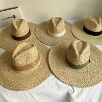 Handmade Women Summer Hat Wide Brim Raffia Hat Sun Protection Floppy Straw Hat Foldable Beach Hats Kentucky Derby Hat 3