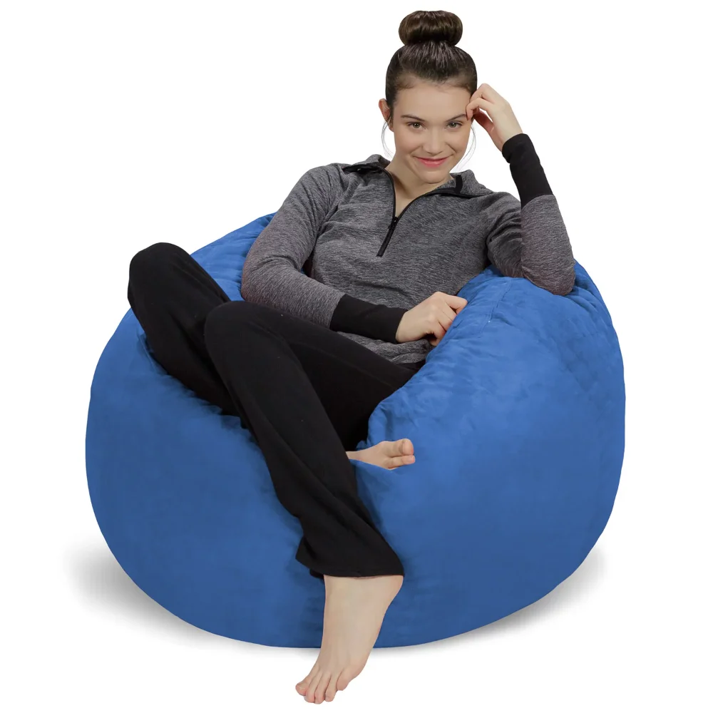 

Bean Bag Chair, Memory Foam Lounger with Microsuede Cover, 3 Ft, Royal Blue, Sedentary Comfort, Interior Home, Modern Aestheti