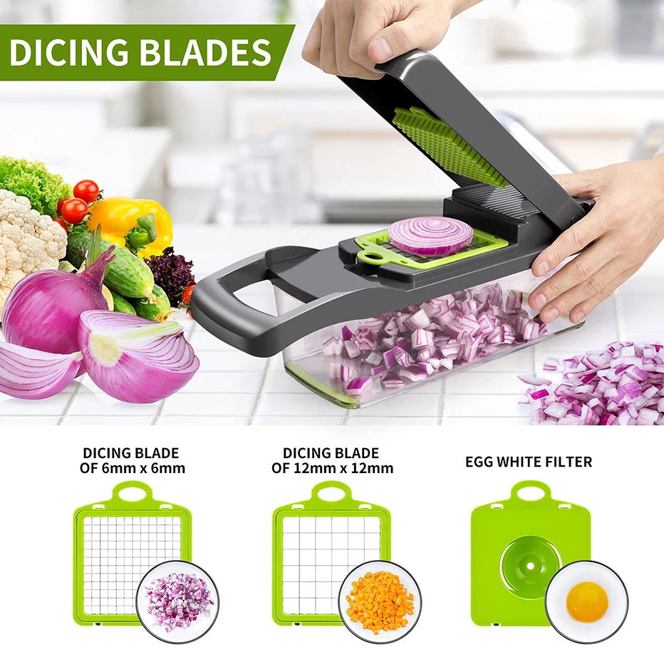 13-in-1 Vegetable Chopper Multifunctional Food Choppers Onion Chopper  Vegetable Slicer Cutter Dicer Veggie Chopper with 7 Blades