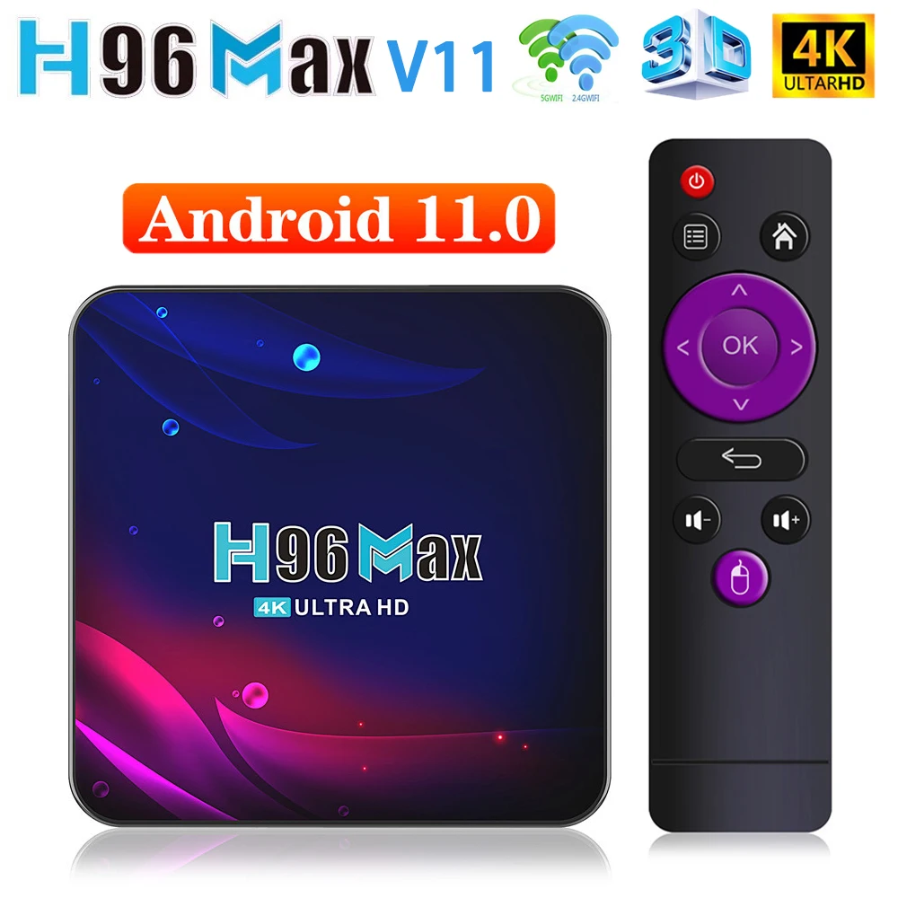 Global H96 MAX Smart TV Box Android 11 2.4G&5G Wifi BT4.0 4K 3D Fast Top Box H96MAX Android11.0 Google Voice Control