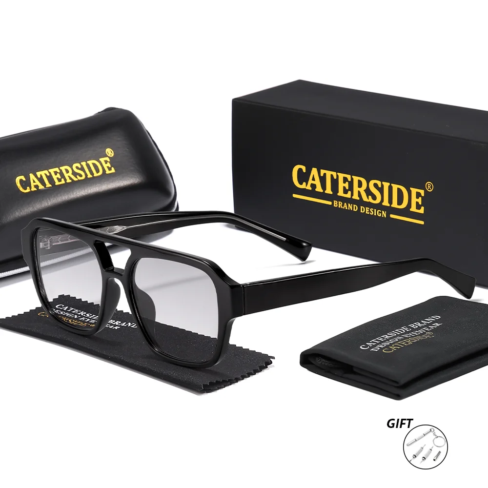 CATERSIDE Retro Männer Optische Sonnenbrille Flache Oberseite Doppel Brücken Rezept Brillen Frauen Myopie Ätherische Geschenke Gläser UV400 – Detail 16
